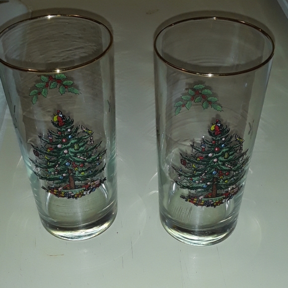 Vintage Christmas Tree Spode Glasses - Picture 2 of 4
